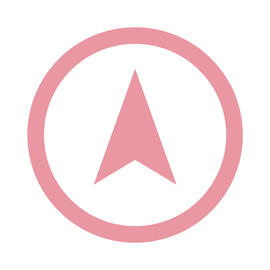 Círculo com uma seta no meio apontando para o norte